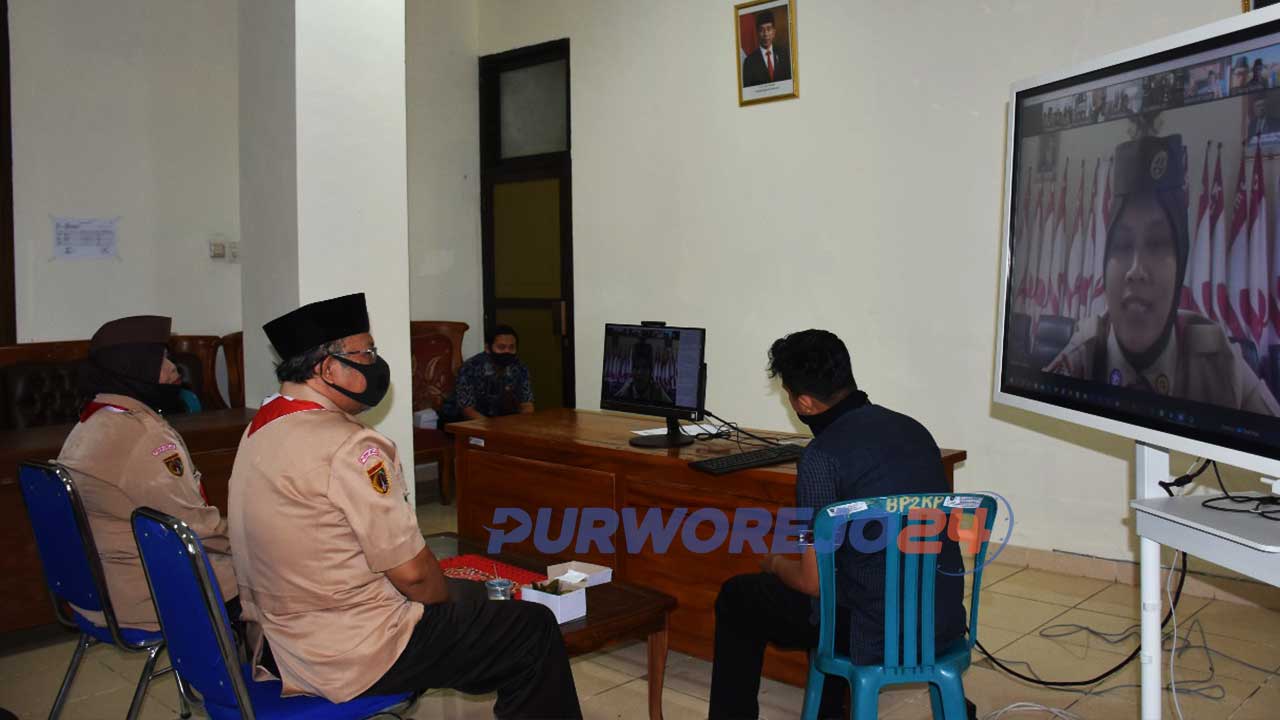 Halal Bihalal Pramuka Kwarda dengan Kwarcab se Jawa Tengah melalui Video Conference, Selasa (9/6/2020)