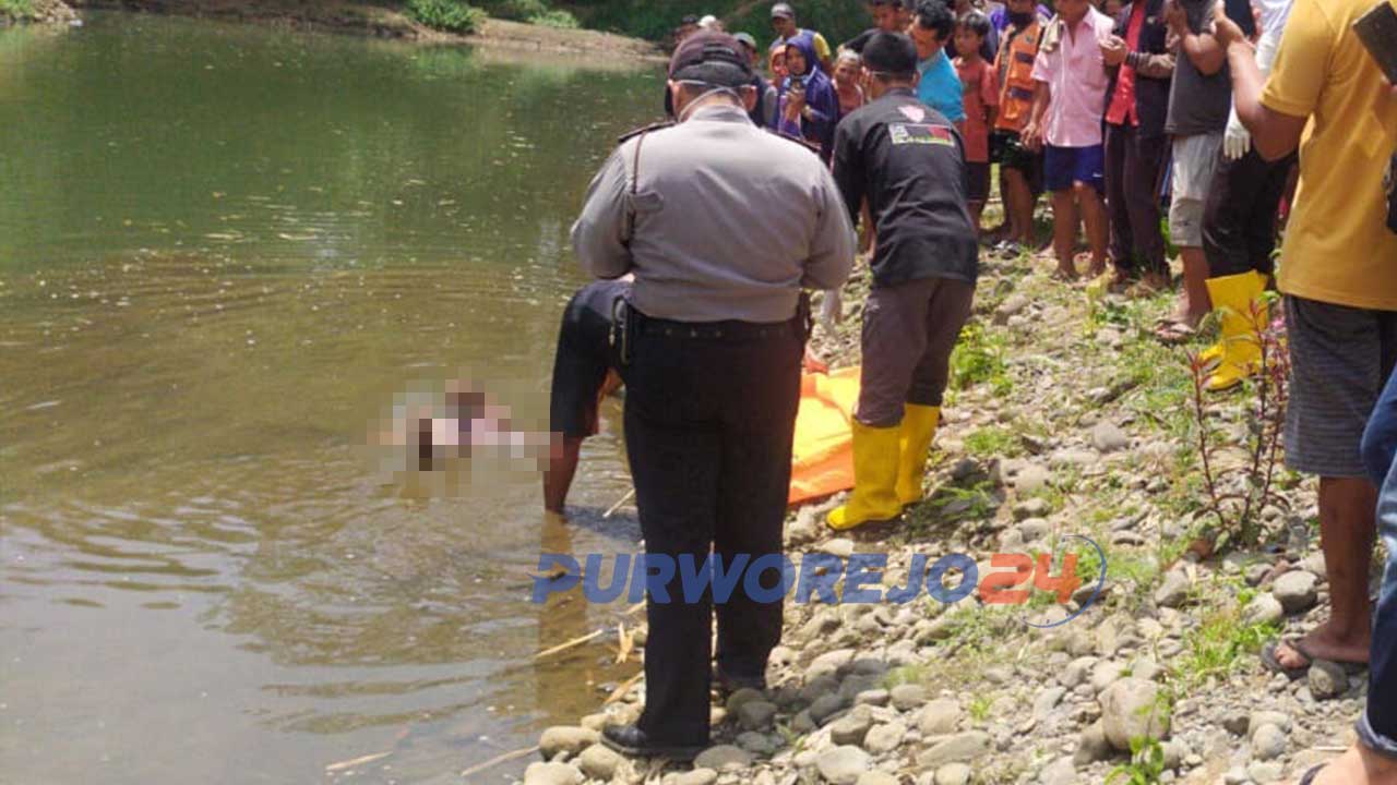 Seorang warga Baledono ditemukan mengapung tewas mengapung di sungai Bogowonto, Purworejo (7/9/2020)