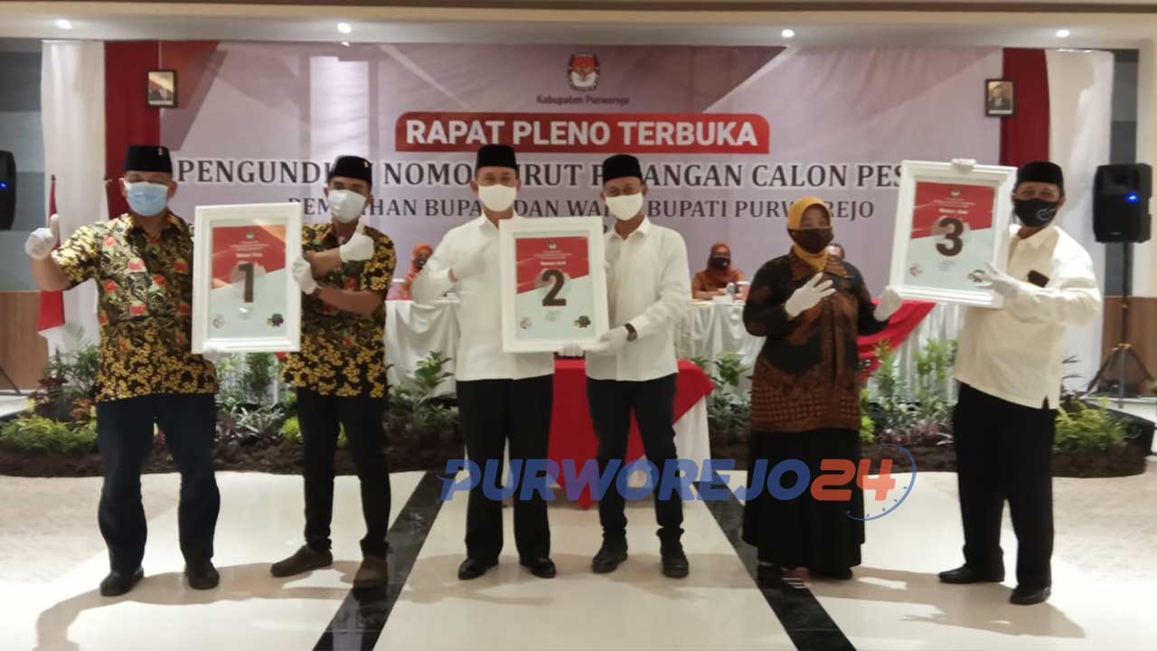 Tahapan pengundian nomor urut peserta PIlkada Purwrojeo 2020. (24/9/2020)
