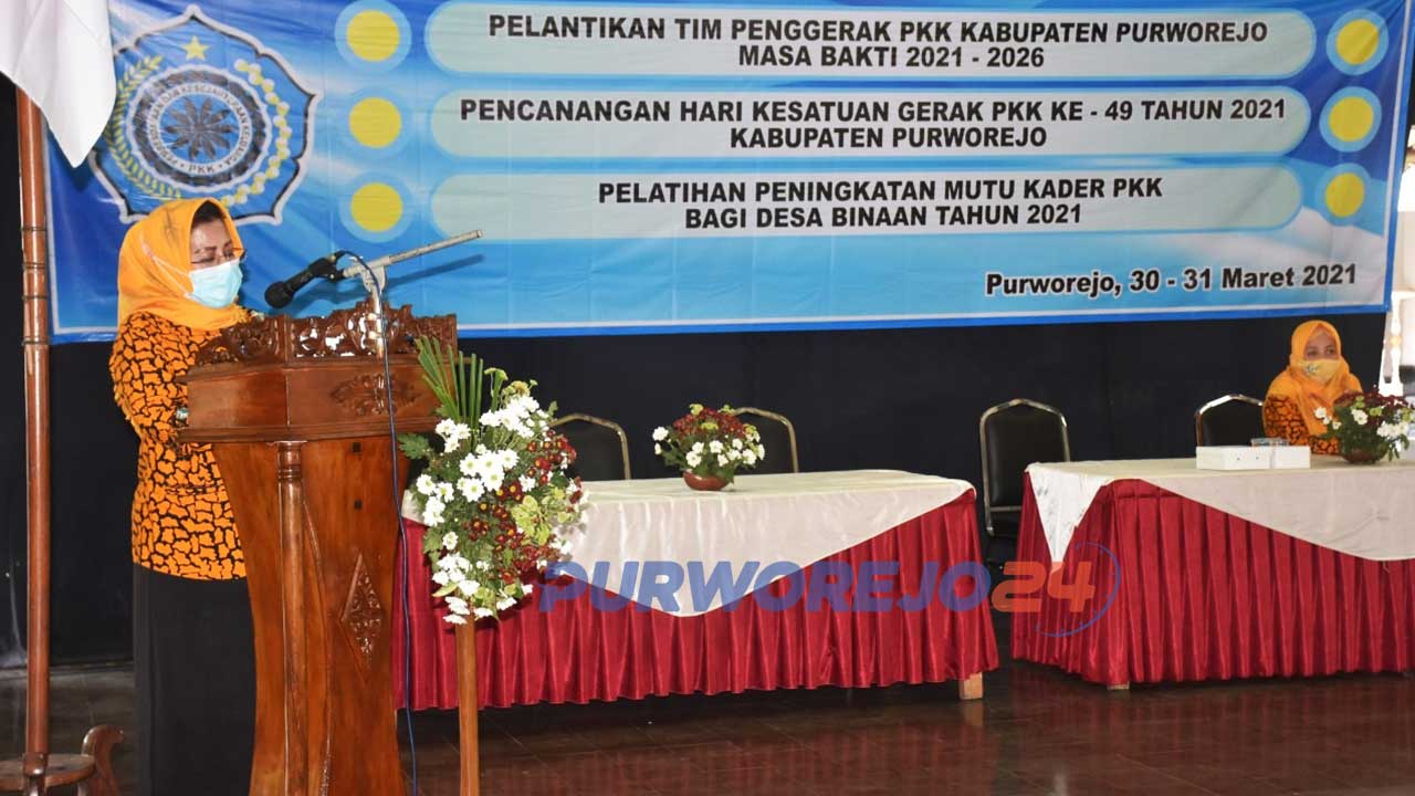 Pelatihan peningkatan mutu kader PKK, di Pendopo Kabupaten Purworejo, Rabu (31/3/2021)