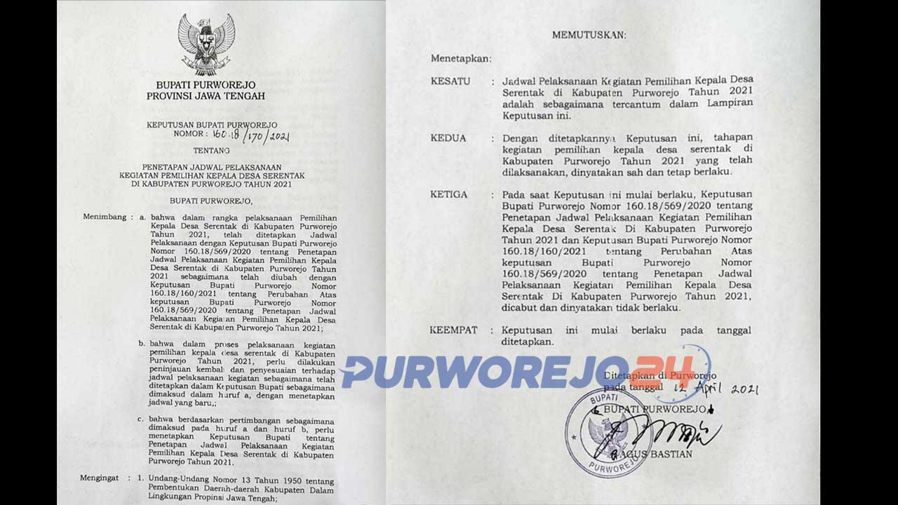 SK Bupati terkait Pilkades Serentak 2021