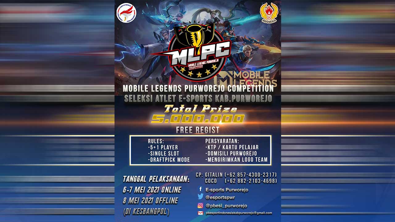 Mobile Legends Purworejo Competition (MLPC) yang diadakan Pengurus Besar E-Sports Indonesia (PBESI) Kabupaten Purworejo