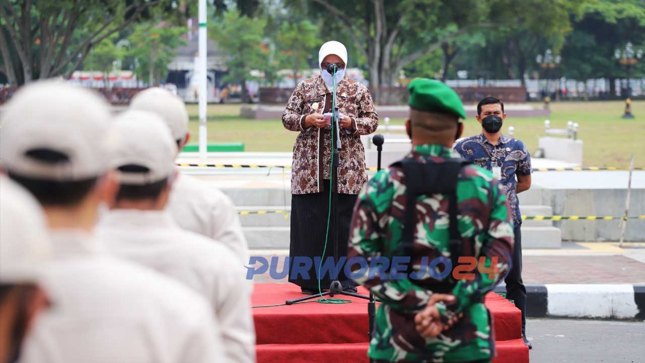 Wakil Bupati Purworejo Yuli Hastuti saat memimpin Apel Siaga Bencana, Selasa (28/9/2021)