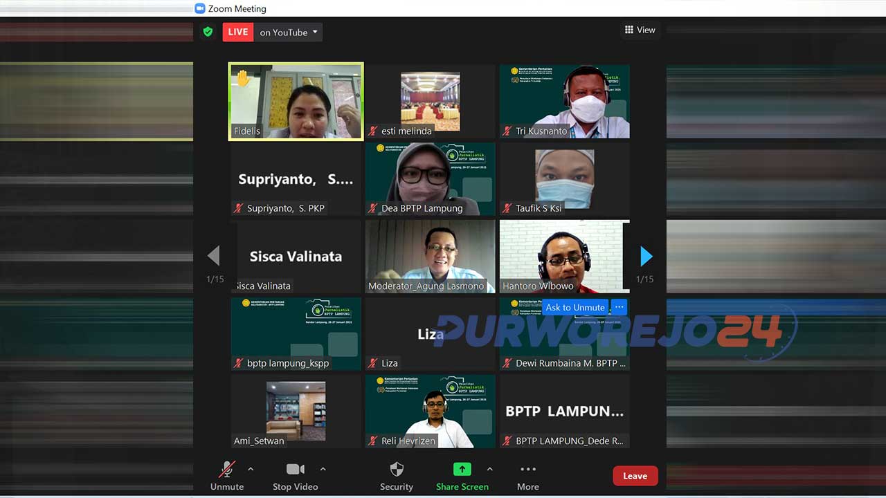 BPTP Lampung adakan Pelatihan Jurnalistik Online dengan narasumber Hantoro Wibowo Jurnallis Kompas TV