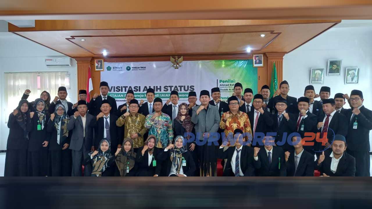 STAI An-Nawawi saat menerima visitasi Dirjend Pendidikan Islam Kemenag RI yang diketuai Dr H, Ahmad Bahiej, SH.,M.Hum.