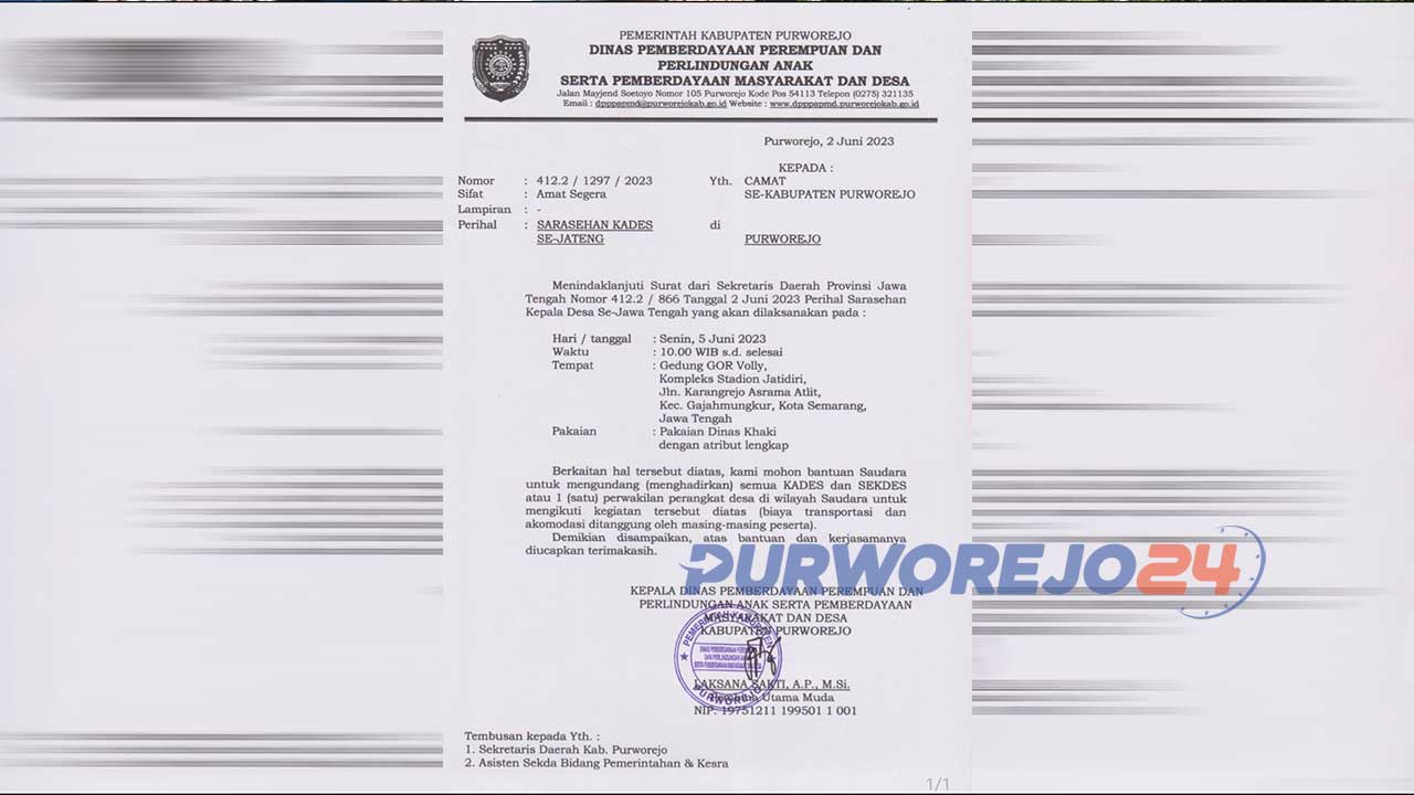 Undangan sarasehan untuk Kades dan Sekdes se-Jateng dari Gubernur Jawa Tengah Ganjar Pranowo