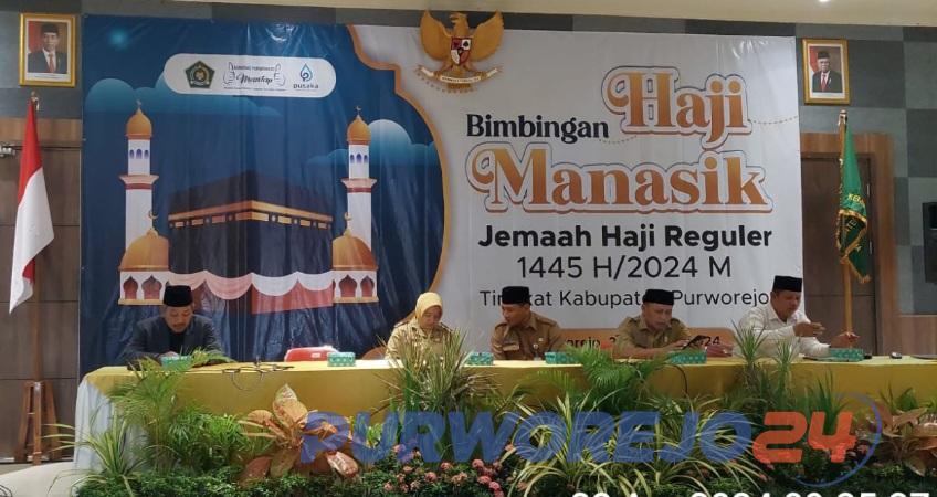 Kemenag Purworejo gelar bimbingan manasik haji di gedung Ganesha Convention Hall Purworejo, pada Senin (22/4/2024)