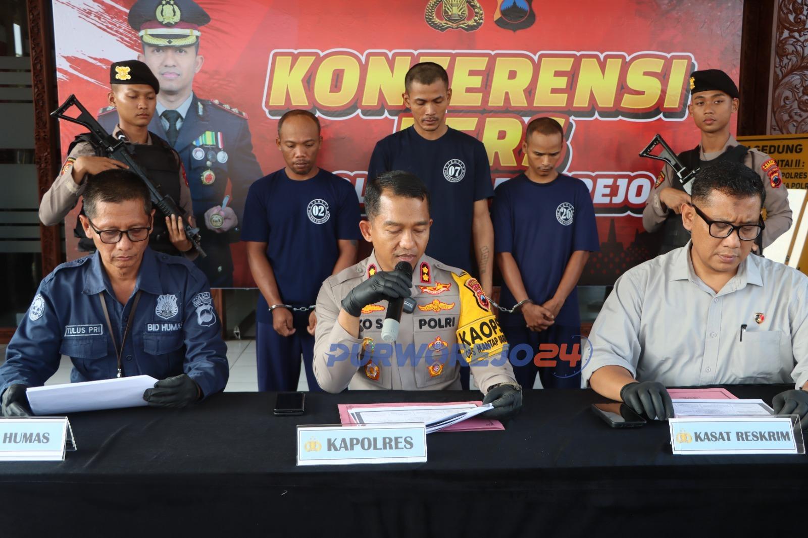 Konferensi pers tentang pencurian hewan ternak di Mapolres Purworejo, pada Senin (13/5/2024)