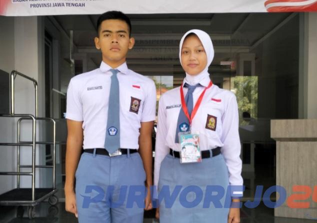 Mahatma Radiktya dan Rahmadita Layla Prabandini, pelajar asal SMA Negeri 7 Pureorejo yang lolos seleksi Paskibraka Provinsi Jawa Tengah