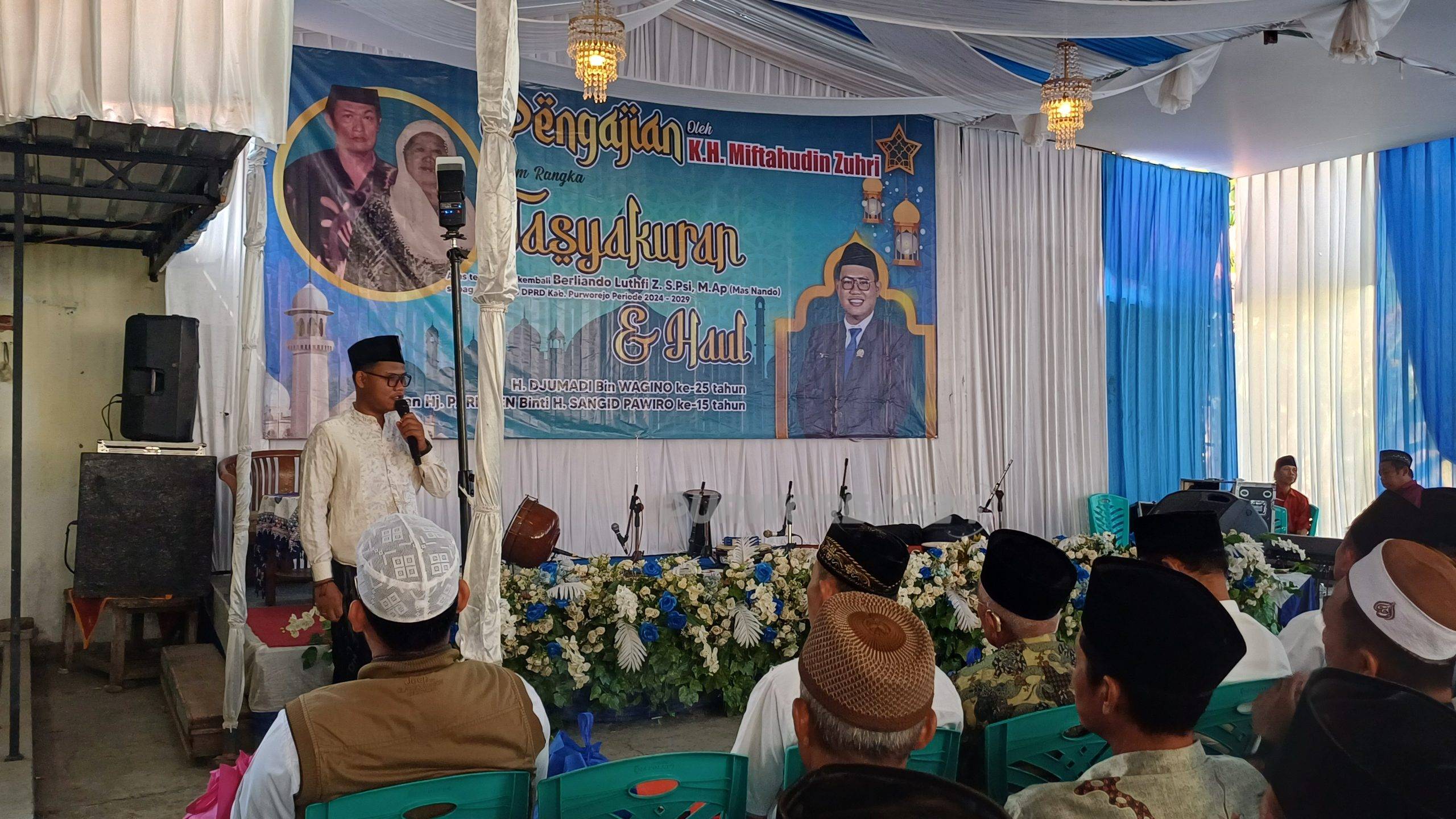 Berliando saat memberikan sambutan dalam acara tasyakuran di rumahnya, pada Kamis (15/8/2024)