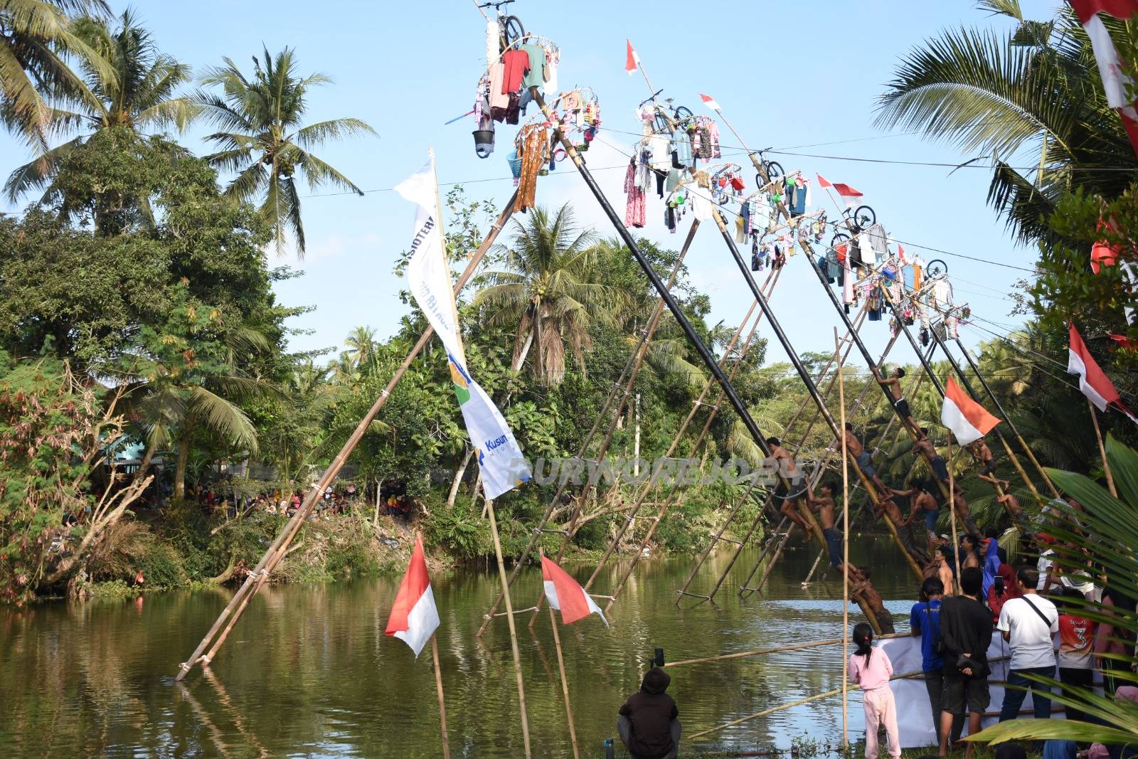 Festival panjat pinang di Desa Aglik, Grabag, Purworejo