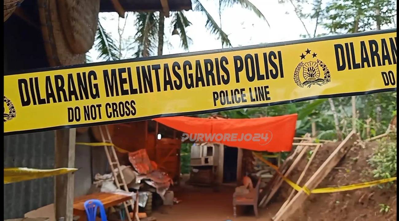 Tempat kejadian pembunuhan di Desa Kaligintung, Kecamatan Pituruh