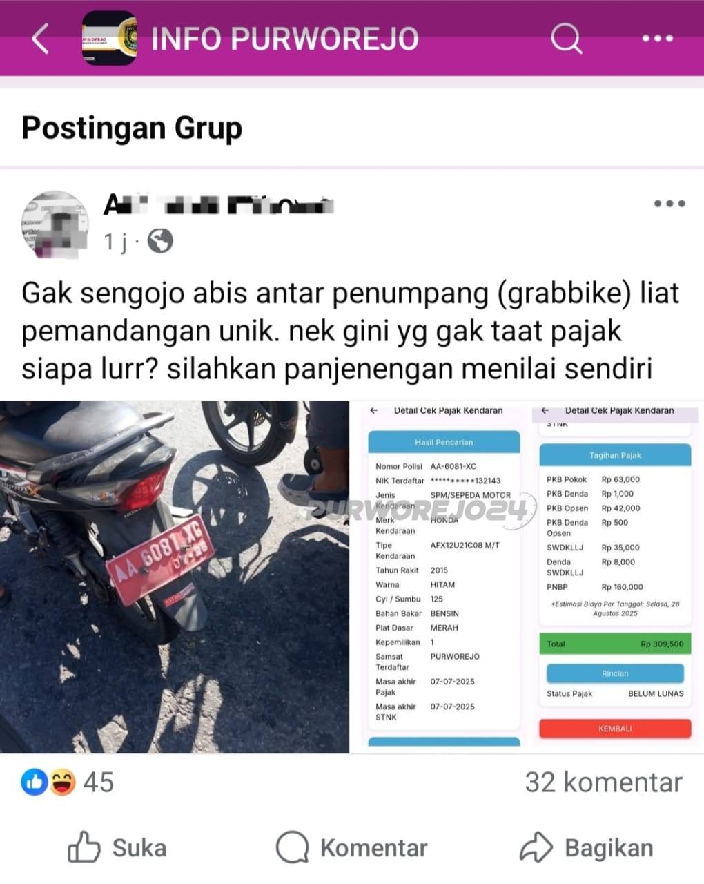 No plat merah yang viral di medsos