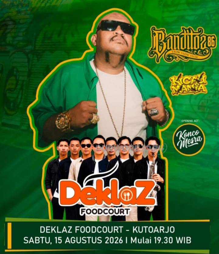 Poster acara hiburn di Deklaz Foodcourt Kutoarjo, pada Agustus mendatang
